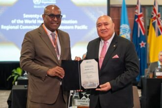 World Health Organization and Fiji health officials marking the country’s achievement in eliminating trachoma