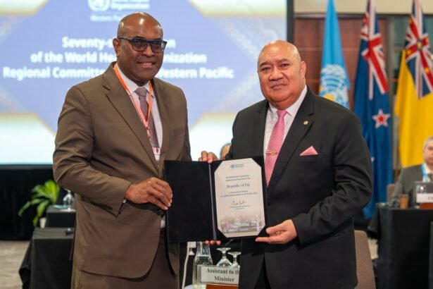 World Health Organization and Fiji health officials marking the country’s achievement in eliminating trachoma