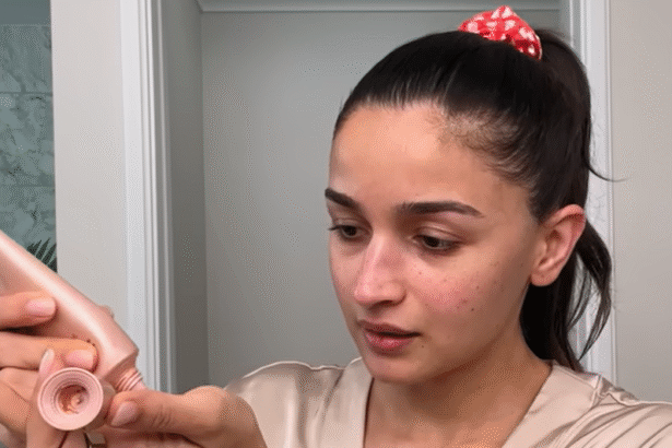 Alia Bhatt following her skincare and makeup routine from her 2023 Vogue Beauty Secrets video