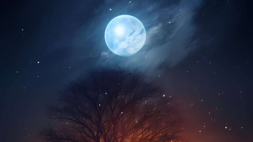 Lunar full moon representing the connection between moon cycles and hair growth