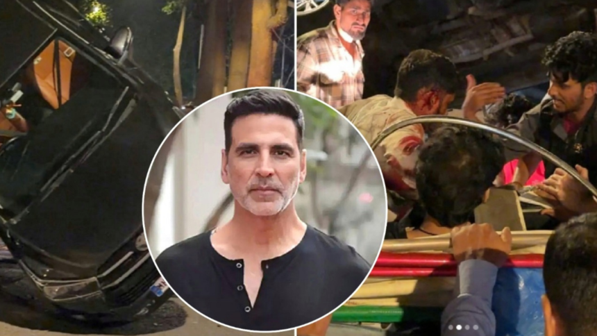 Akshay Kumar Escort Car Overturns After Chain Collision in Juhu, One Critically Injured