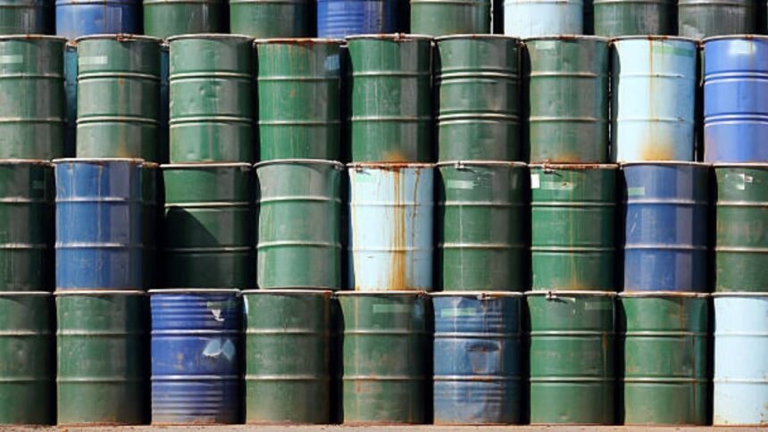 stack of oil barrels
