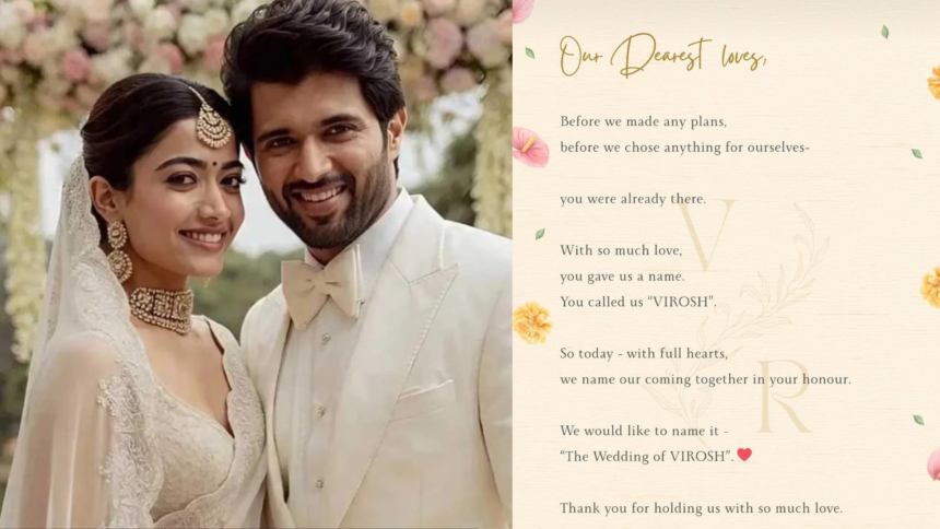 Rashmika Mandanna and Vijay Deverakonda Make Wedding Official, Announce “The Wedding of VIROSH”