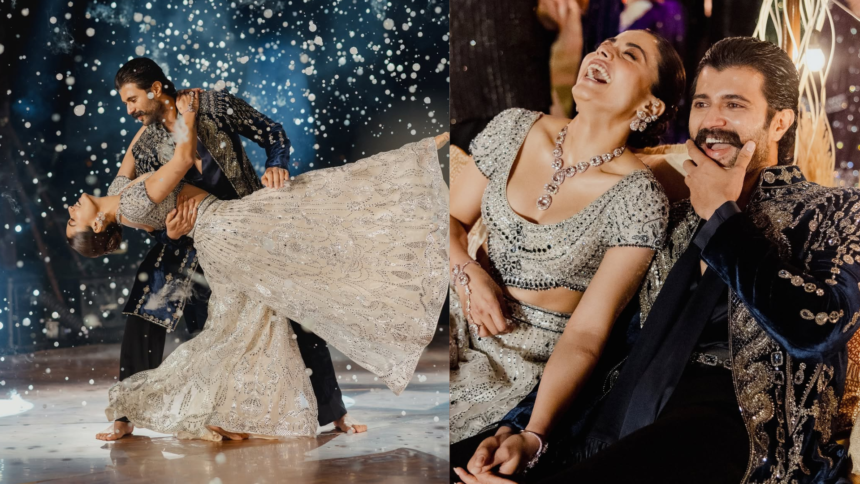 Rashmika Mandanna and Vijay Deverakonda’s Royal Sangeet Photos Are Pure Fairytale Magic
